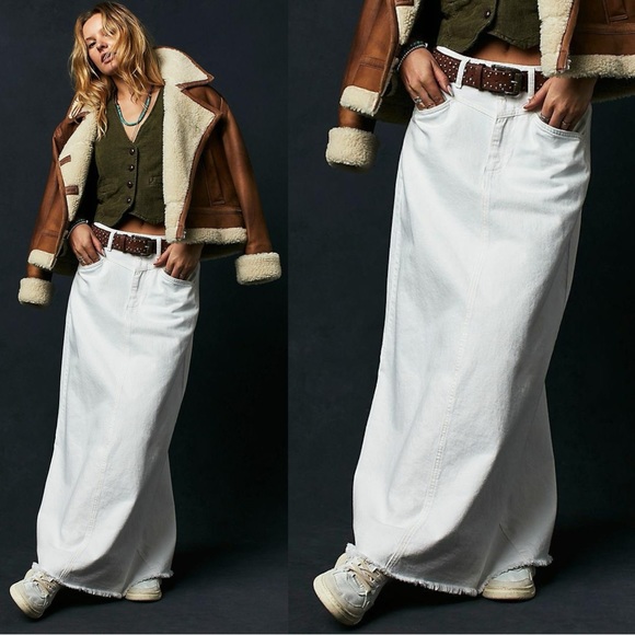 We The Free Come As You Are Denim Maxi Skirt in Daisy White - Picture 4 of 15